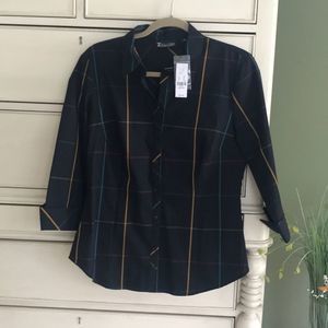 New York & Company faux plaid shirt NWT M